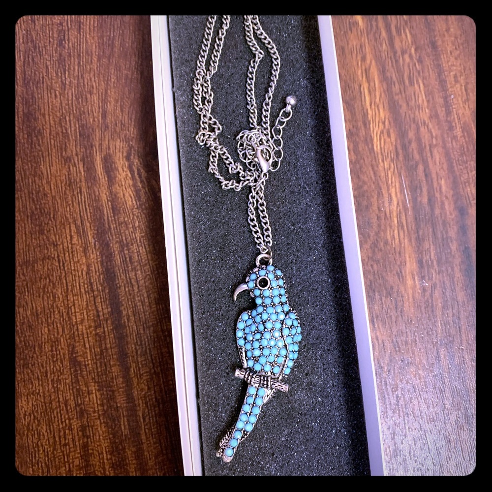 Long Blue Bird Necklace